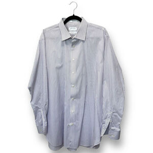 John W. Nordstrom Men's Trim Fit Purple Striped Dress Shirt 17.5 Size XL‎
